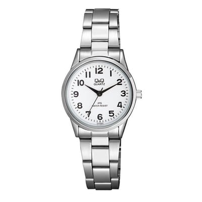Q&Q C215J204Y - Horloge - Analoog - Vrouwen - Dames - Stalen band - Rond - Metaal - Cijfers - Zilverkleurig - Wit