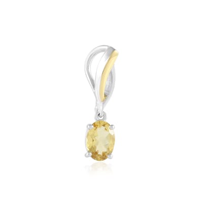 Cavill - Zilveren Hanger 925 Sterling Zilver Geplatineerd - Gele Beryl 0,59 ct Ovaal - Gouden Accenten - Modern Elegante Zetting