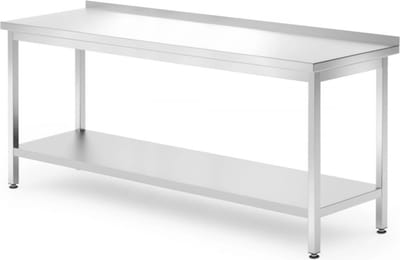 HENDI Muur werktafel met schap – roestvast staal – verstelbare voeten – 1800x700x850 mm