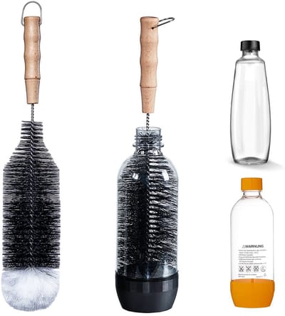 Dailygoods- Flessenborstel - Houten handvat - Duurzame nylon borstelharen - Krasvrij - Geschikt voor 1 liter flessen - Ideaal voor SodaStream flessen - Afwasborstel