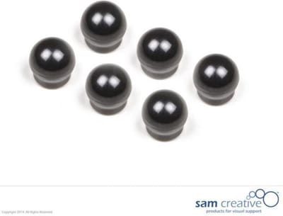 Sam Creative Whiteboard Magneten - Bol - 15 mm - Zwart - 6 stuks - Magneten