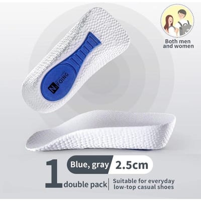 Semelles intérieures en mousse à mémoire de forme pour hommes et femmes, chaussures de soutien de la voûte plantaire, baskets, coussinets de chaussures 2.5CM blanc
