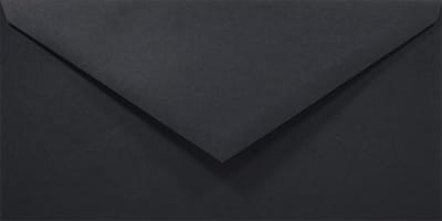100 Lange Enveloppen Zwart 11x22 cm Zonder Venster voor Kaarten en Uitnodigingen