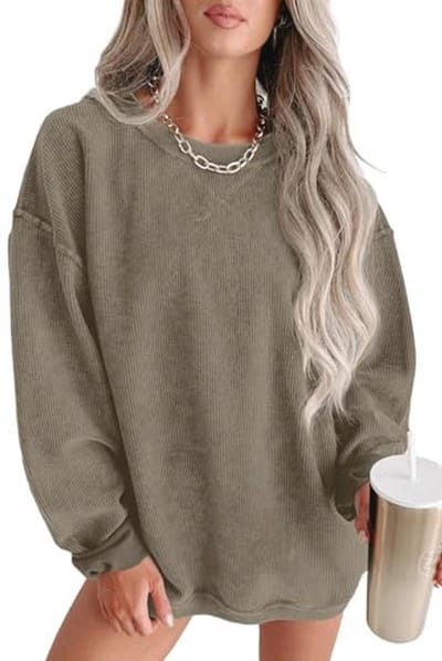 Oversized Dames Sweatshirts - Casual Corduroy Truien met Lange Mouwen en Ronde Hals