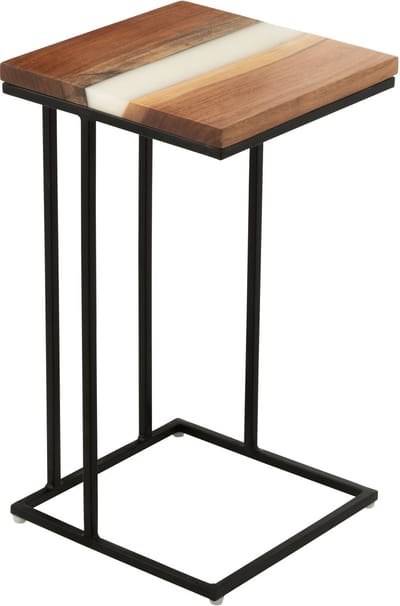 J-Line bijzettafel Vierkant - hout/epoxyhars - naturel/wit