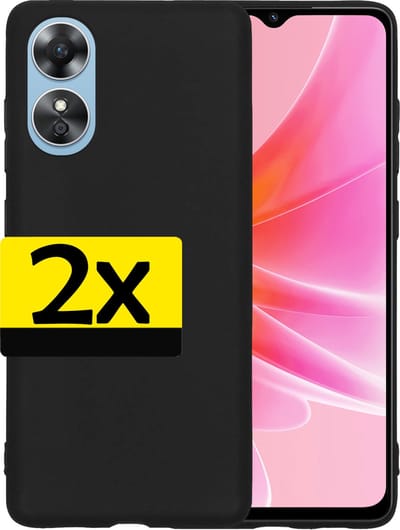 Hoesje - 2 Stuks - Geschikt voor OPPO A17 - Sterk & Shockproof - Case Siliconen - Back Cover - Telefoon Hoes - Telefoonhoesjes - Zwart