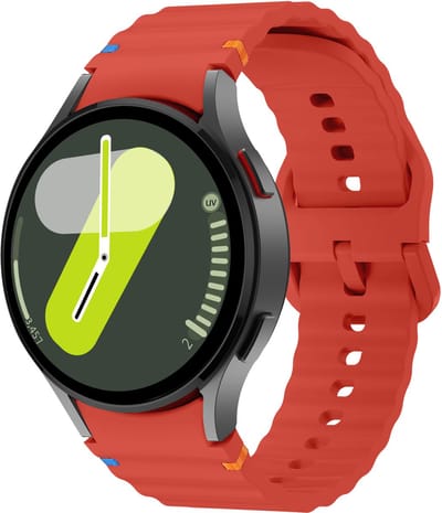 Strap-it Siliconen Wave bandje - Geschikt voor Samsung Galaxy Watch 7 (40 & 44mm) / Galaxy Watch 6 (Classic) / Galaxy Watch 5 (Pro) / Galaxy Watch 4 (Classic) - rood