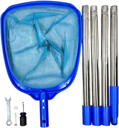 Peysaitr - Zwembad Schepnet Set - Telescoopsteel & fijnmazig net - Zwembad cleaner - Voor algen, bladeren & vuil - Zwembaden/vijvers - Schoonmaaktool - Blauw - 185cm