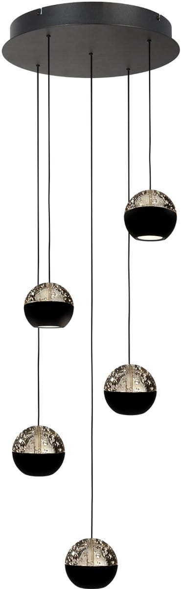 Hanglamp - zwart - BELLUNO - elektronica glas metaal - Ø 35cm - LED - 4585ZW - Steinhauer Exclusive