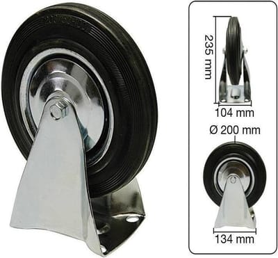 Benson Bokwiel - 200 mm - Slijtvast rubber - Draagvermogen 205 kg - Verzinkt staal
