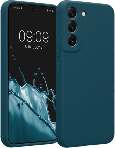 kwmobile telefoonhoesje geschikt voor Samsung Galaxy S22 - TPU backcover met siliconen coating - Smartphone case in mat petrol