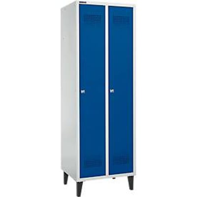 Schäfer Shop Genius Kledinglocker met poten, 2 compartimenten, 300 mm compartimentbreedte, cilinderslot, gentiaanblauw