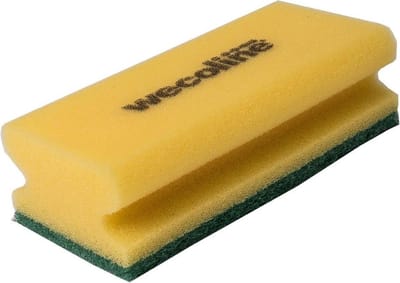 Wecoline | Schuurspons met grip | Geel-groen | 10 stuks
