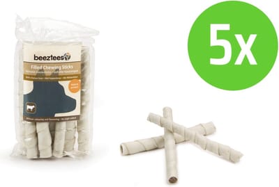 Beeztees Gevulde Kauwstaaf Kippenlever 8 Stuks - hondensnack - 5 Verpakkingen