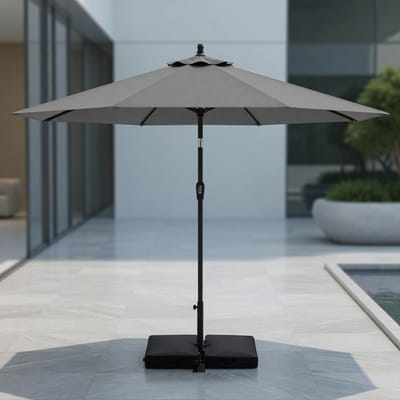 Zweefparasol met LED Solar Verlichting 300 cm – Mobili Bella Luxe Tuinparasol met Zwengel, UV-Bescherming, Waterafstotend Polyester, Inclusief Standaard en Zandzakken – Hangparasol voor Tuin, Terras & Zwembad