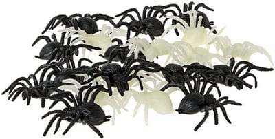 Atosa Speelgoed insecten figuren - Spinnen - set 20x stuks - kunststof - 4 x 6 cm - zwart/wit - nep/namaak - Halloween beestjes