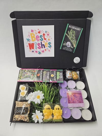 Lente Box | Bedankt Box | Vrolijke cadeaubox waar iedereen vrolijk van wordt | Mystery Card met persoonlijke online (video) boodschap | Haal de tuin naar binnen