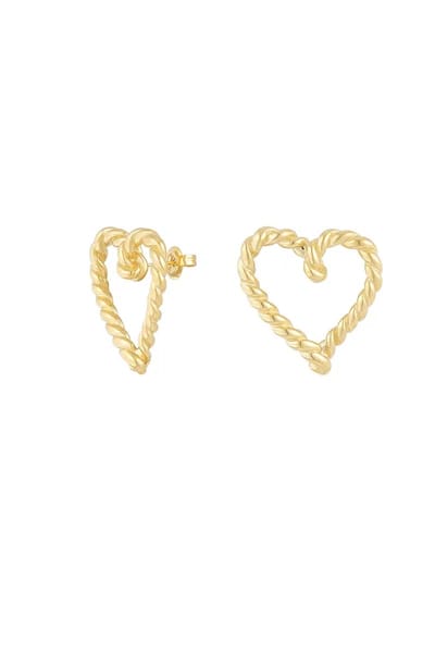 Gedraaide hart oorbellen - studs - statement - goud - hartjes - hart - yehwang - dames - stainless steel sieraden - sieraad