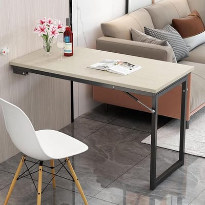 Klaptafel - Wandbureau - Ruimtebesparend werken - Inklapbaar ontwerp - 90x60x75cm - Wit