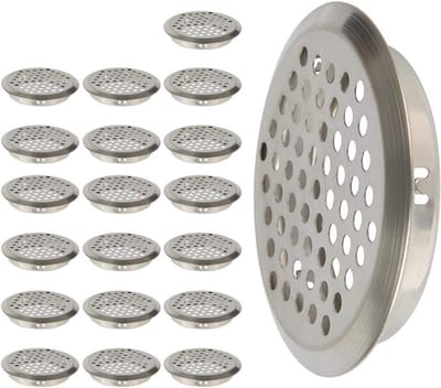 Set van 20 Ronde Luchtverfrissers van Roestvrij Staal van 53 mm voor Keuken, Meubels en Ventilatiegrille