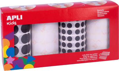 SET 4 ROLLEN PLAKFIGUREN ZWARTE EN WITTE BOLLEN