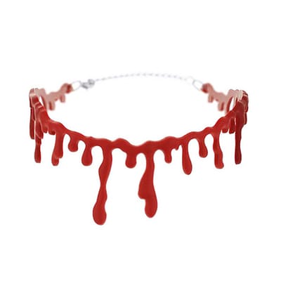 Plux Fashion Bloed Choker - Rood - 5mm/28cm + 6cm hangstuk - Sieraden - Halloween Choker - Choker - HipHop Choker - Sieraden Cadeau - Duurzame Kwaliteit - Halloween - Oktoberfeest - Halloween kostuum