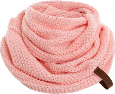 Knit Factory Coco Gebreide Colsjaal - Ronde Sjaal - Nekwarmer - Wollen Sjaal - Groene Colsjaal - Dames sjaal - Vrouwen sjaal - Blossom Pink - One Size