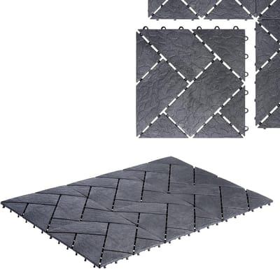 Kliktegels Buiten - Terrastegels Tuintegels - Buitenruimte Verfraaien - Eenvoudig Kliksysteem - 30 x 30 cm - Leisteen