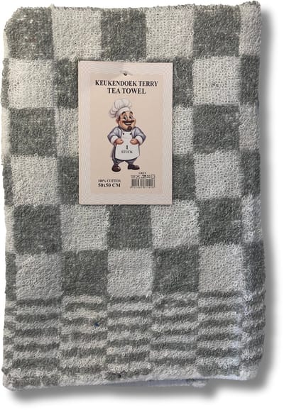 Beau Maison Keuken Handdoek (3 stuks) Geblokt Grijs - 50x50 cm