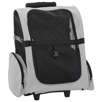 vidaXL - Huisdierentrolley - 3-in-1 - 48x32x(57-106) - cm - oxford - stof - grijs