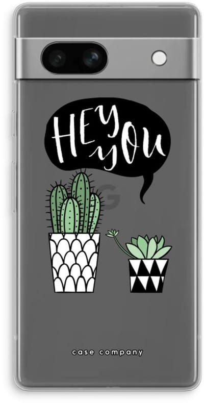 Case Company® - Hoesje geschikt voor Google Pixel 7A hoesje - Hey you cactus - Soft Cover Telefoonhoesje - Bescherming aan alle Kanten en Schermrand