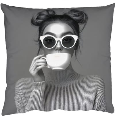 Sierkussens - Kussentjes Woonkamer - 50x50 cm - Vrouw - Koffie - Zwart - Wit