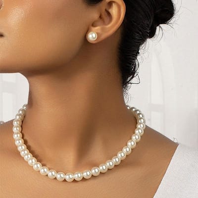 3 pièces de boucles d'oreilles tendance pour femmes avec de grandes perles, colliers, ensembles de bijoux, mariages, banquets, fêtes et cadeaux de vacances brown