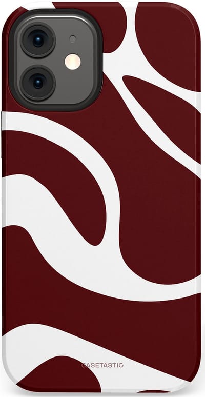 Casetastic Hoesje Geschikt voor Apple iPhone 12 Mini - Stijlvolle Beschermende Duo-layer Case - Bordeaux Swirl