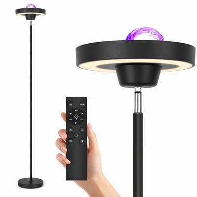 Innovastore Led-vloerlamp - Staande Lamp - Lamp - Roterende lampkop 360° - Afstandsbediening - RGB en CCT Uplighter - Zwart