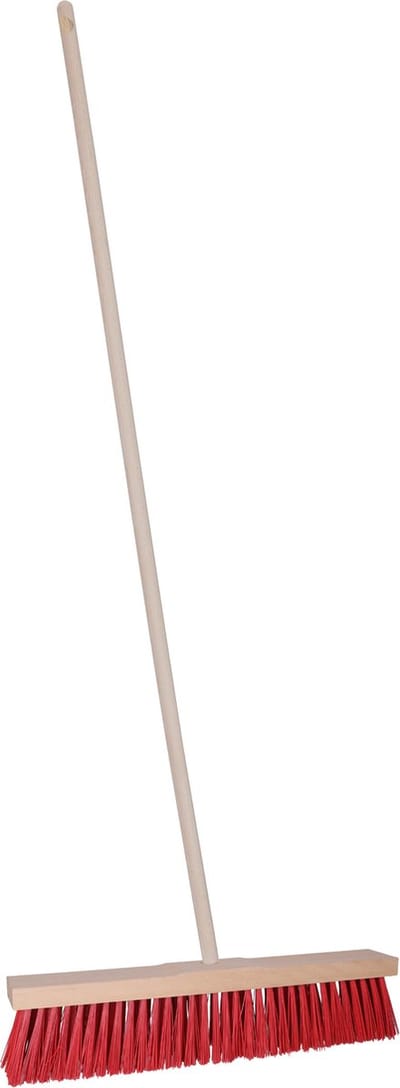 Brumag Straatbezem Budget line voor buiten terras tegels en klinkers - Harde bezemkop 50 cm breed - Houten steel van 120 cm