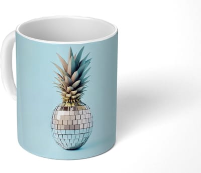 Mok - Koffiemok - Blauw - Ananas - Disco - Discobal - Mokken - 350 ML - Beker - Koffiemokken - Theemok
