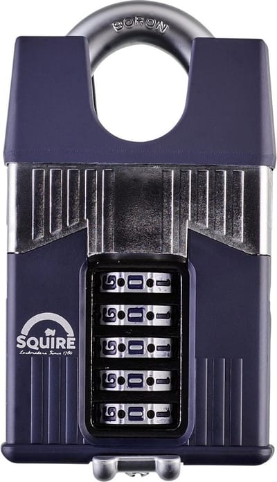 Squire Warrior Combi 65CS - Cijferslot - Hangslot - Oersterk slot met cijfercode - Gesloten beugel - Weerbestendig - 65 mm