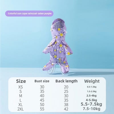 Hond Regenachtige Dag Uit Kleurige Zon Beschermer Vierpotige Regenjas Middelgrote en Kleine Hond Waterdicht Volledig Bedekkend Huisdier Teddy Kleding S