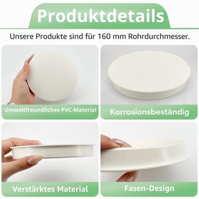 Einddop DN 150/160 – Witte PVC Muffenstop voor KG en Drainagebuis 150 mm – Sterke en Slijtvaste Buisafsluiter – Voorkomt Verstoppingen, Geuren en Ongewenst Vuil – Eenvoudig te Monteren