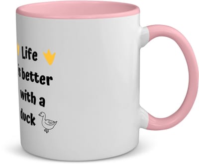 Akyol - life is better with a duck koffiemok - theemok - roze - Eend - eenden liefhebbers - verjaardag - cadeau - kado - geschenk - 350 ML inhoud