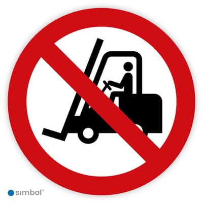 Simbol® - Stickers Verboden voor heftrucks / transportvoertuigen (P006) - Formaat ø 5 cm.
