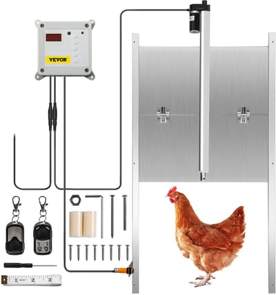 VEVOR Automatische Kippendeur 66W Kippenhok Deuropener 30 x 30cm Kippenhok Automatische Deur Gemaakt van Aluminiumlegering en ABS met Tijdregelaar voor Alle Standaard Kippenrassen Kippen en Eenden