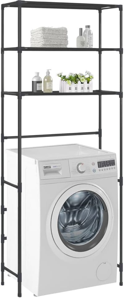 Wasmachine rek - Ombouw - Kast - Opbouwmeubel - Verhoger - Wasmachine meubel - Opbergkast - Ijzer - Zwart