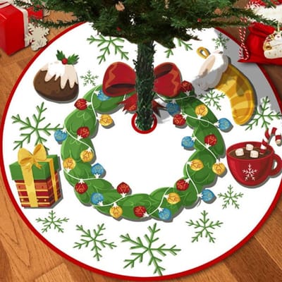 Kerstboomkleed – Klassiek kerstboomkleed, ondermat, kerstbomen, kleden, voetbedekking, huis, binnen, feest, nieuwjaarsdecoratie