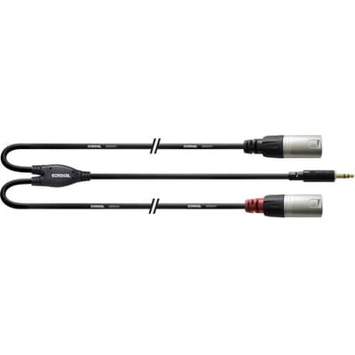 Cordial CFY 3 WMM-LONG Audio Adapterkabel [1x Jackplug male 3,5 mm - 2x XLR-stekker] 3.00 m Zwart