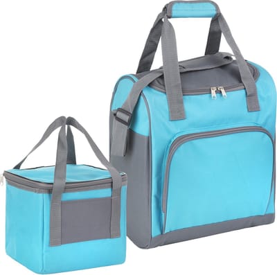 Basis Sterke Koeltas Set - 25 + 10 Liter - Lunchtas - Geïsoleerde koeltassen - Picknicktas - Coolerbag - Blauw