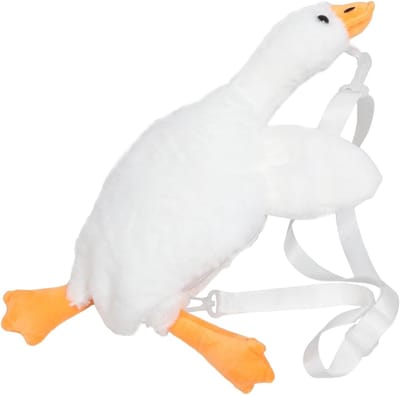 Dailygoods - Schattige pluche schoudertas wit met ganzenmotief zacht pluche materiaal schoudertas voor vrouwen meisjes dagelijks cadeau