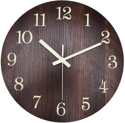 OmGoods - Dailygoody - Lichtgevende houten wandklok - Decoratieve wandklok - Uniek ontwerp zonder frame - Retro stijl - Geschikt voor slaapkamer keuken woo