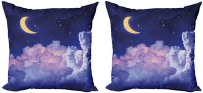 ABAKUHAUS Mondkussenhoes – 2x50x50 cm – Dubbelzijdig bedrukt – Geel/Lila